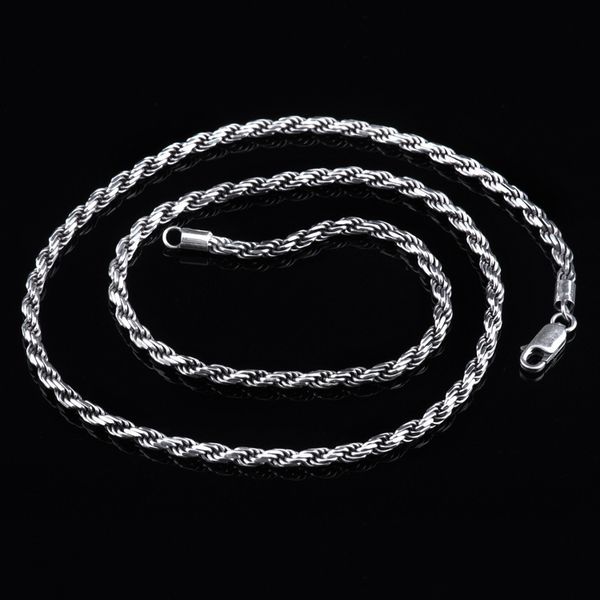 

real pure 925 sterling silver man sweater necklace italy design twisted braided chain vintage men jewelry necklaces & pendants