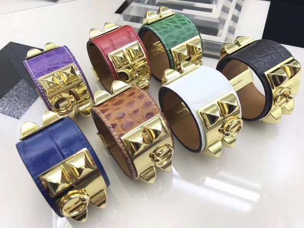 

дизайнер ювелирных женщин браслетов крокодила узор кожаные манжеты женщины браслет хип-хоп побрякушки ювелирных изделий любви браслета, Black