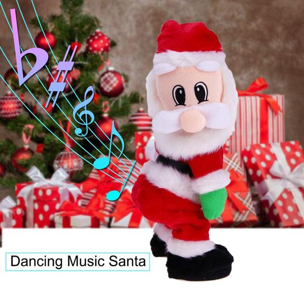 

2020 christmas new year 14 inch musical electric twerk singing dancing santa clause hip shake figure twisted hip toys