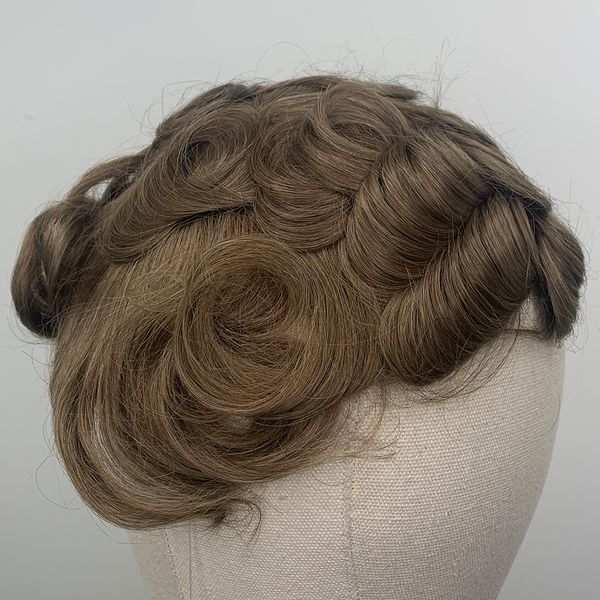 

mens toupee human hair replacement light density hair systems transparent lace wig for men, Black