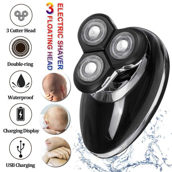 

new digital display rechargeable bald head electric shaver wet&dry use waterproof multipurpose shaver men facial cleaning brush