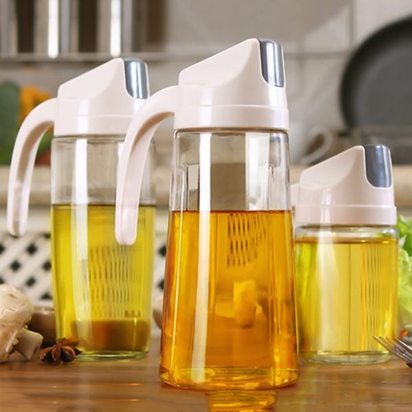 

3pcs olive oil dispenser bottle, leakproof container with automatic cap , non-drip kitchen cooking oil storage tool, 300ml
