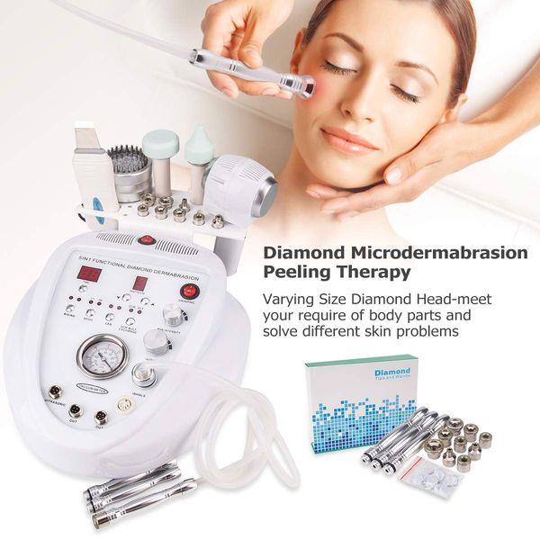 

5 in 1 diamond dermabrasion machine micro current ultrasonic skin scrubber rf eye lifting device, Black;white