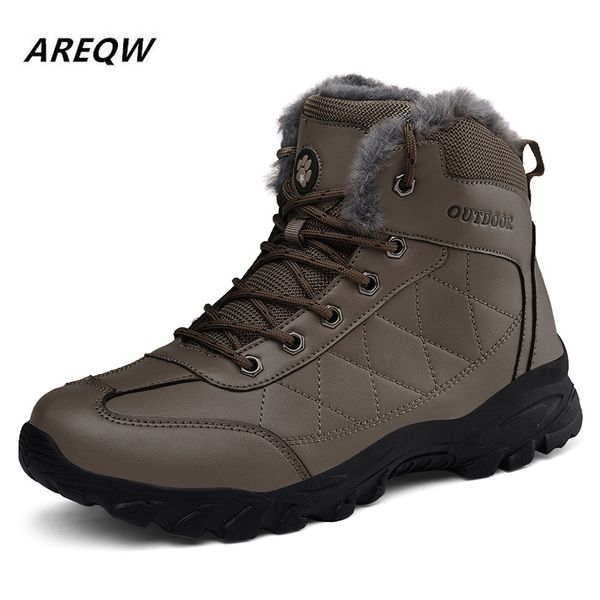 

2019 winter men's warm cotton shoes snow boots korean high-belt with solid color men's boots plus velvet anti-slip shoes, Black