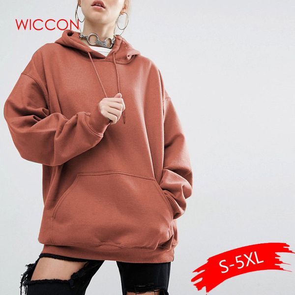 

s-5xl осень зима новый свободный чистый цвет с капюшоном летучая мышь рукавами толстовки женщины с длинным рукавом толстовка плюс размер коф, Black