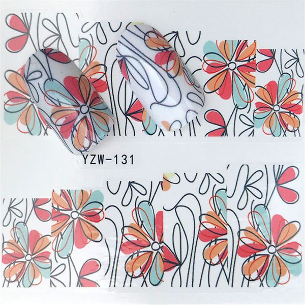 

1 sheet diy water transfer nails art sticker colorful purple flowers nail stickers wraps, Black