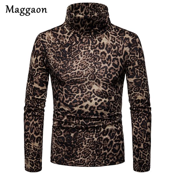 

2019 autumn winter male sweater casual men's clothing knitwear new brand men sweater turtleneck pullovers leopard sweaters, White;black
