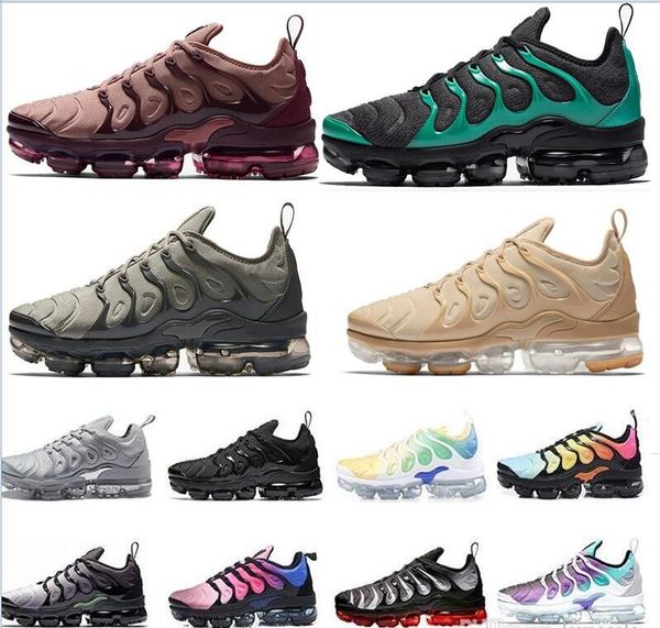 

2019 tn plus olive men and women comfortable casual shoes white silver colorful triple black shoes size 36-45