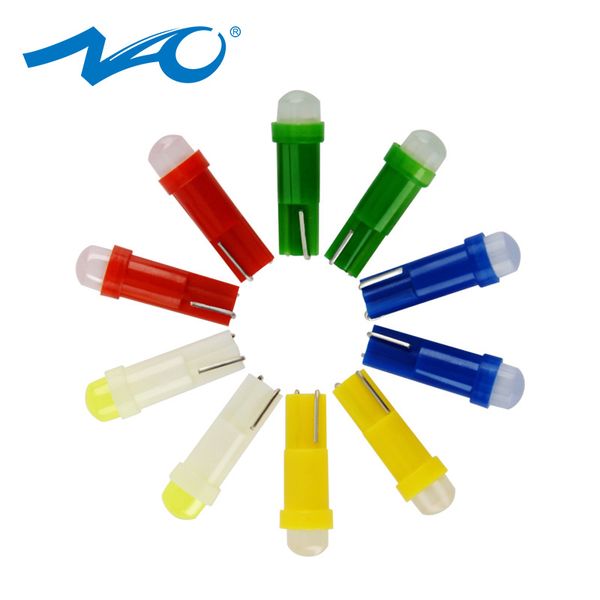 

nao 10pcs t5 led dashboard led bulb cob smd w1.2w w3w lamp car interior gauge instrument 12v 6000k white green red blue yellow