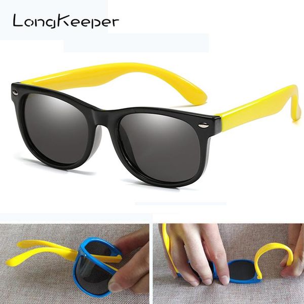 

longkeeper kids polarized sunglasses children flexible mirror silicone glasses girls boys safety anti-glare uv400 gafas de sol uzhxc, Blue