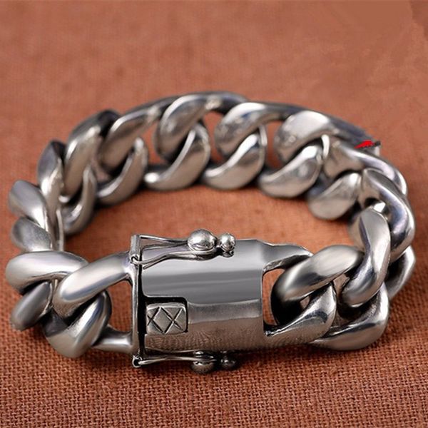 

206.5g 925 sterling silver jewelry bracelets for men vintage s925 width 20mm thai silver chain charms pride bracelets & bangles, Black