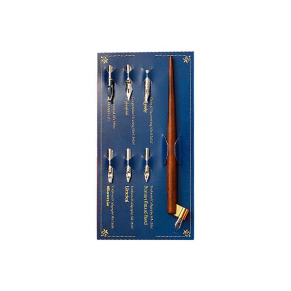 

wood manga calligraphy dip pen holder +6 nibs for lettering skiching drawing kit q1qf