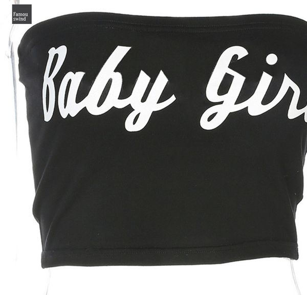 

baby girl letter tops печать женщина девушка sexy black обрезанного tube клуба 80712 безрукавка бара, White