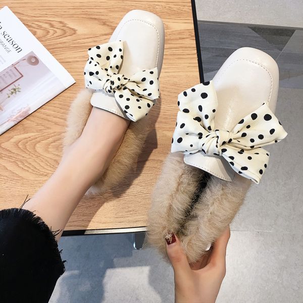 

shoes woman 2019 oxfords women's british style bow-knot loafers fur casual female sneakers slip-on square toe modis new leather, Black