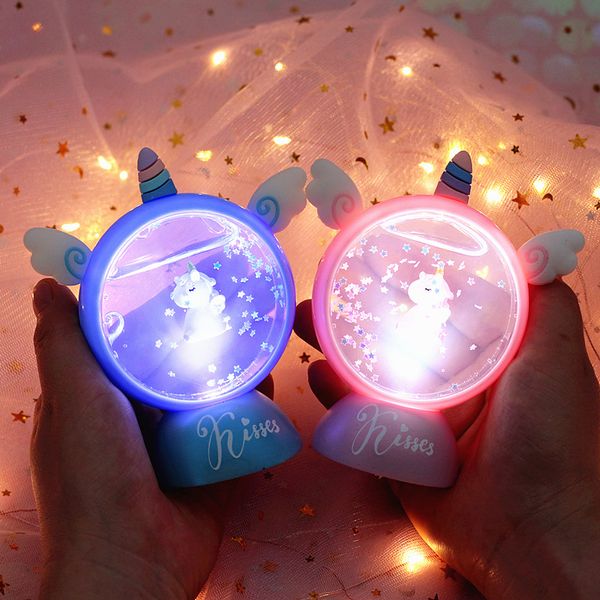 

new fancy gift unpack multi-function crystal clay with lamp girl heart unicorn small night lamp room decoration gift