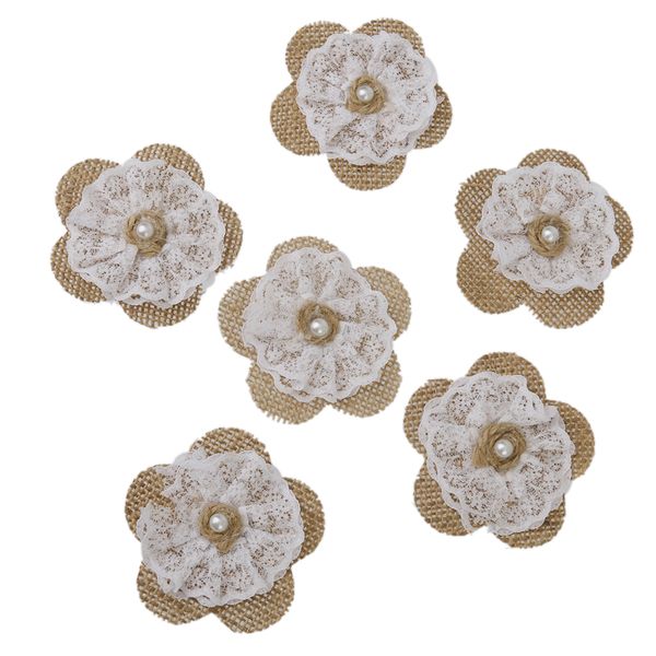 

6pcs/lot handmade burlap rose flower wedding party craft making diy decor 7cm