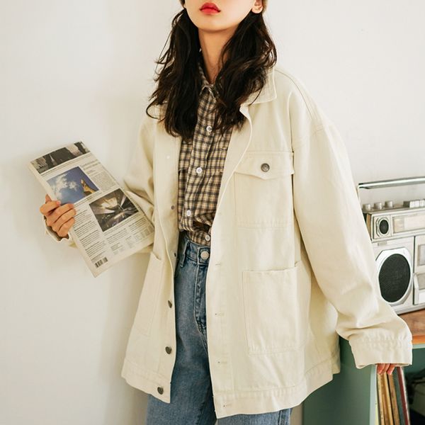 

black velvet jacket women 2019 casual button solid turn-down collar jean coat loose plus size autumn clothes women korea 2019, Black;brown