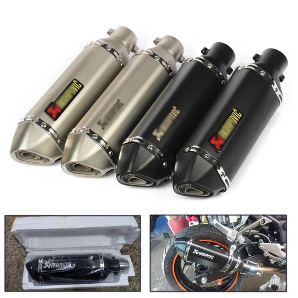 

38-51мм универсальный мотоцикл akrapovic выхлопные изменить мотокросс глушитель для fz6 cbr250 cb600 mt07 atv грязи яму велосипед