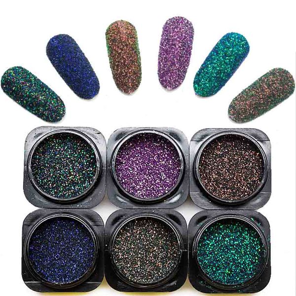 

1set colorful holographic nail powder glitter laser nail art decorations manicure chrome pigment decoration sf3053, Silver;gold