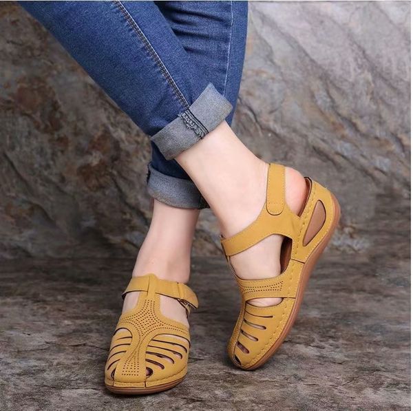 

summer leather female sandals vintage buckle casual sewing women wedges shoes ladies platform retro sandalias plus 35-44, Black