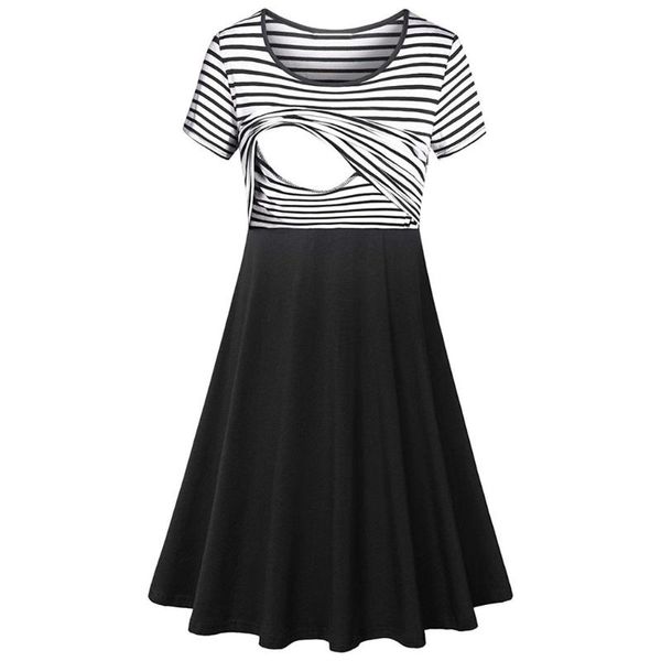 

summer maternity dress breastfeeding dress women pregnant maternity nursing stripe breastfeeding, White