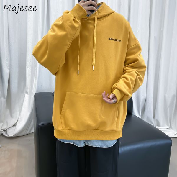

sweatshirt men winter korean style hooded plus velvet big size all match streetwear mens hoodies warm harajuku clothes black