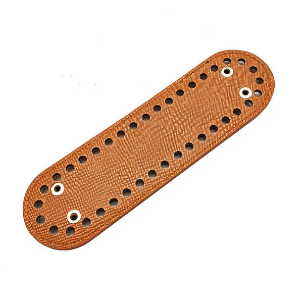 

pu leather long crochet pad women handmade craft with holes handbag diy knitting replacement bag bottom accessories oval, Black