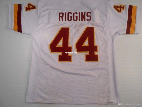 

retro custom sewn stitched #44 john riggins white mitchell & ness jersey high-end men's football jerseys college ncaa, Black;red