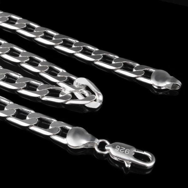 

classic 8 mm width silver plated figaro chain necklace for men women link jewelry drop shipping