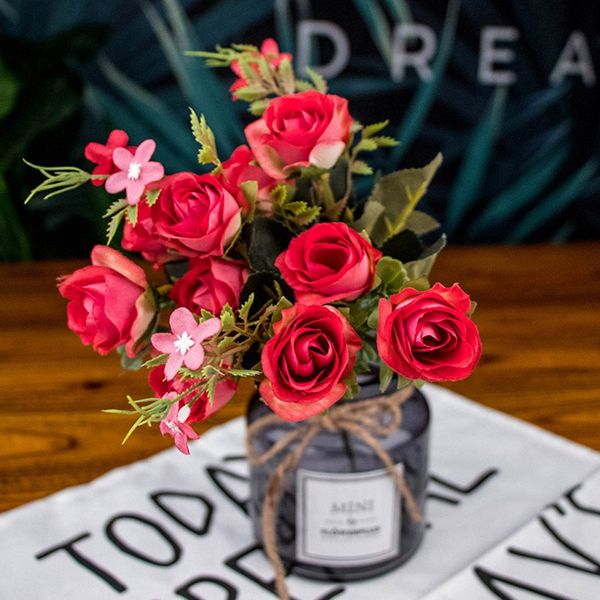 

decorative flowers & wreaths 1bunch fresh artificial rose 10 heads romantic diy fake silk floral for wedding party home decoration