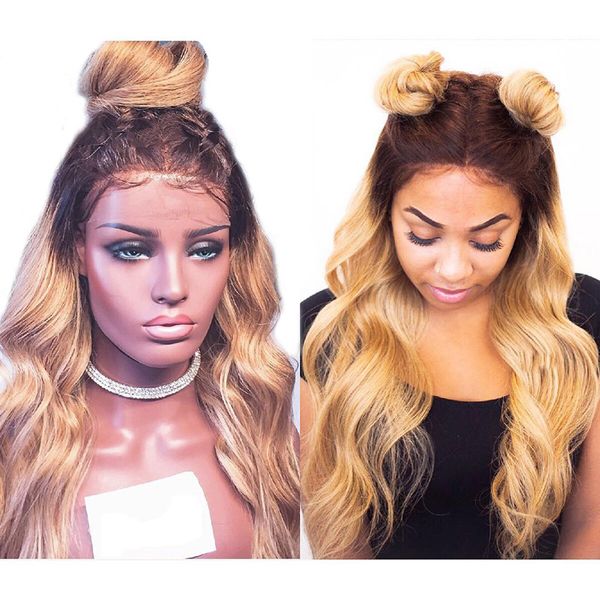 Natural Wave Glueless Ombre 4 27 Lace Front Wavy Human Hair Wigs