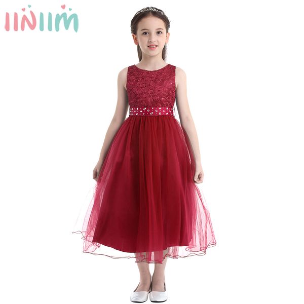 

iiniim teen princess dress girls vestidos wedding lace mesh ball gown dress elegant formal kids tutu birthday party dress, Red;yellow