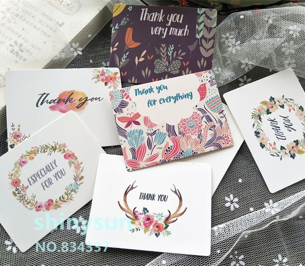 

50pcs/lot mix colors new flower garland card "thank you" small gift message card writable 6x8cm decoration
