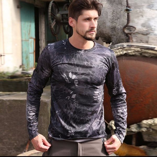 

весна осень человек с длинным рукавом открытый камуфляж t-shirt men quick dry шею camo охота туризм отдых рыбалка мужские рубашки открытый t, Gray;blue