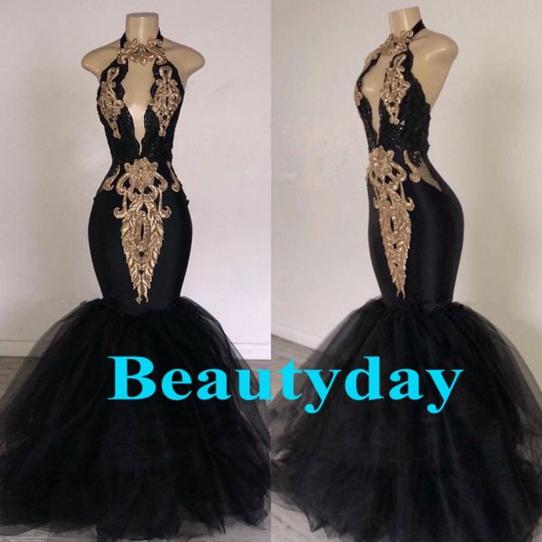 

elegant gold appliqued lace evening dresses 2019 with mermaid labourjoisie dubai formal gowns party prom dress black tulle, Black;red