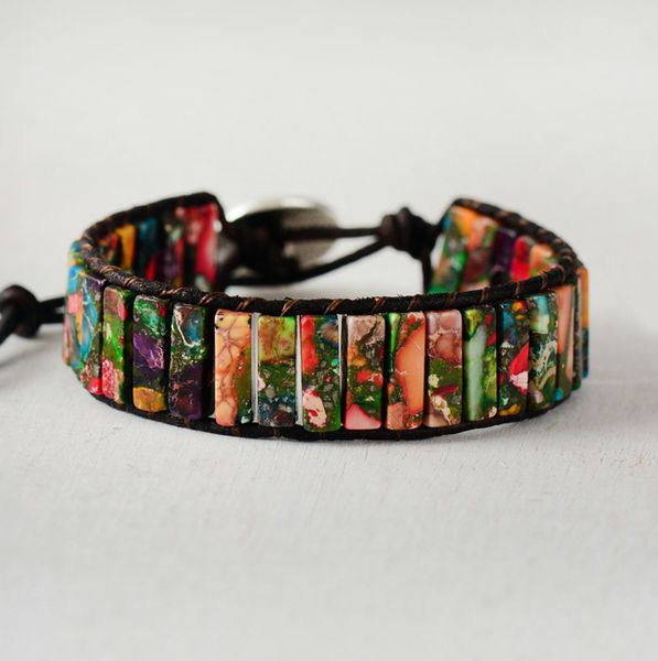 

женщины браслет ювелирные изделия новый натуральный камень трубки бусины старинные кожаные обручи браслет подарки дропшиппинг ювелирные изде, Golden;silver