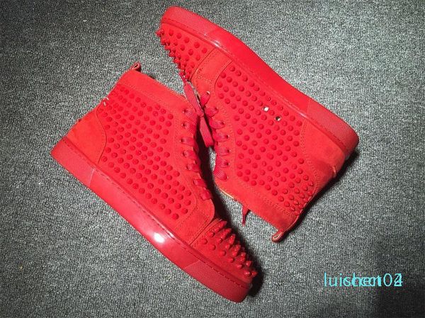 

designer brand red bottom sneakers louisfalt studded spikes flats shoes men and women casual party genuine leather shoes with box l02, Black