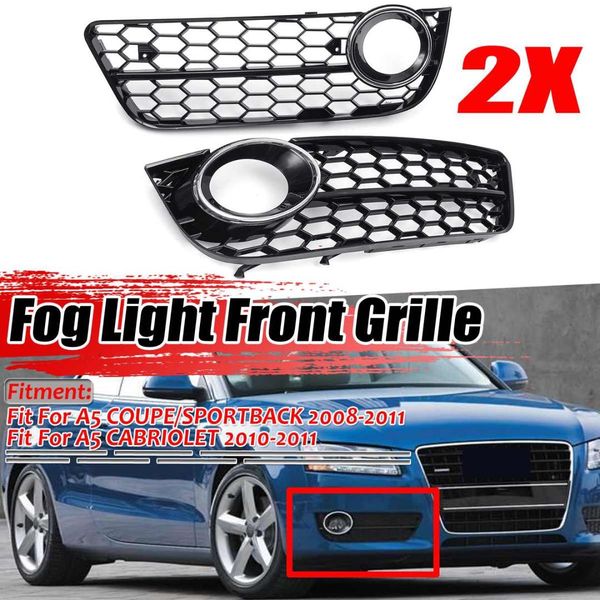 

2pcs chrome /black a5 fog light grill car front bumper fog light lamp grille grill cover honeycomb hex for a5 2008-2011