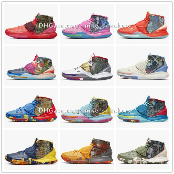 

kyrie 6 pre-heat nyc miami houston la shanghai beijing guangzhou taipei tokyo manila berlin heal the world basketbal shoes cq7634-409-401, Black