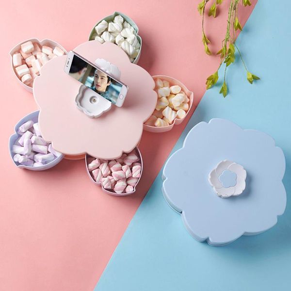 

dried fruits dish rotating candy snacks storage box dual-layer petal-shape home kitchen storage organization supplies