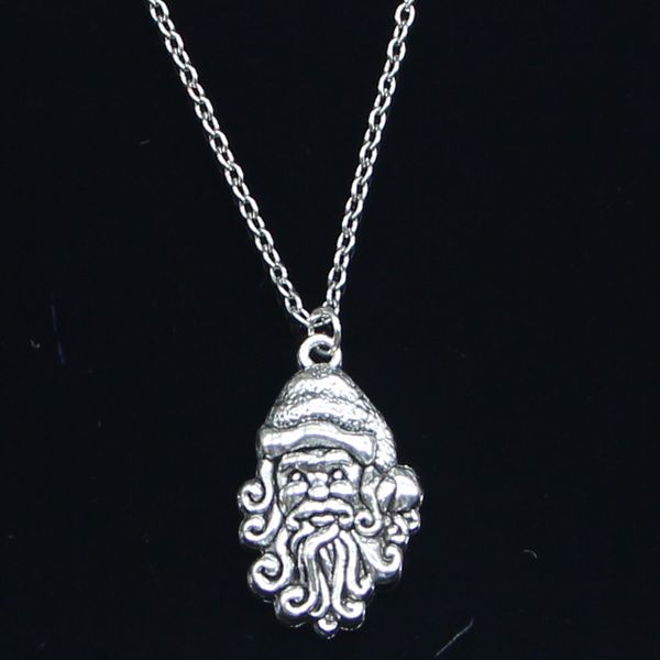 

20pcs new fashion necklace 32x19mm christmas santa claus silver pendants short long women men colar gift jewelry choker