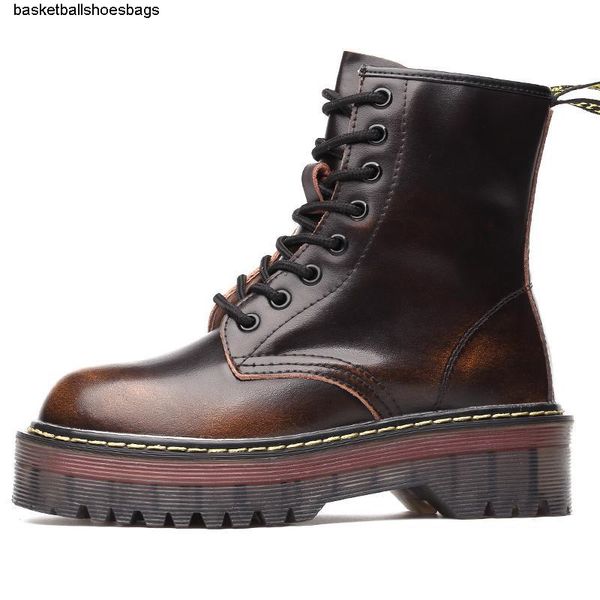 

women chunky ankle motorcycle boots for boots autumn winter shoes genuine leather platform women dr winter ladies, Black