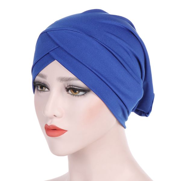 

muslim female hats for women headscarf solid turban chemotherapy wrap caps for ladies girls cancer chemo hats bonnet femme, Blue;gray