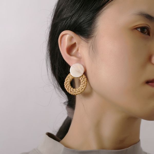 

originality earring concise second gram force wooden weave earrings, Golden
