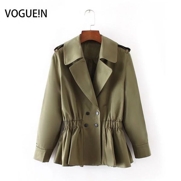 

voguein new womens casual short trench coat outwear 2 colors khaki army green wholesale, Tan;black
