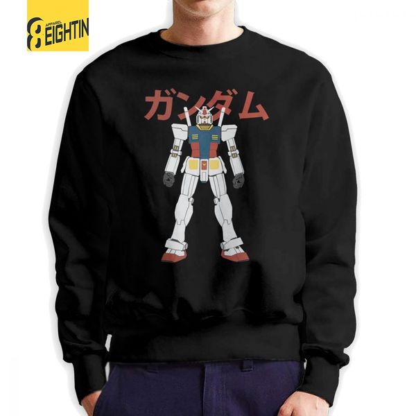 

mazinger z gundam rx-78-2 man sweatshirts popular 100% organic cotton crewneck pullovers printed hoodie apparel, Black