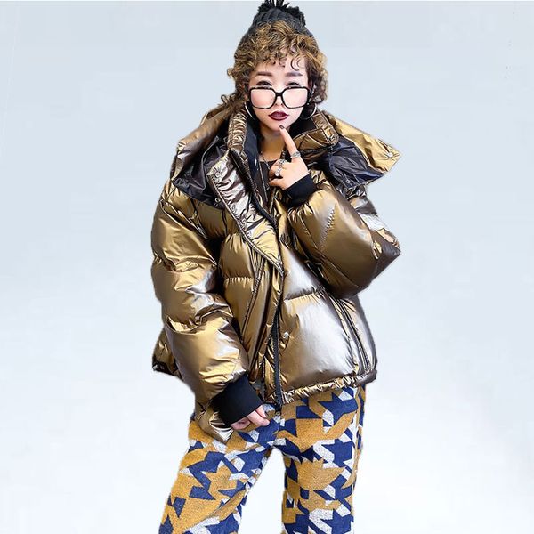 

2019 winter coat women hooded parkas fashion bright down jacket thicken cotton coats female bomber jackets water proof coats, Black