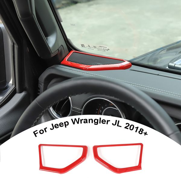 Copertura decorativa dell'anello dell'altoparlante della colonna dell'ABS rosso A per Jeep Wrangler JL 2018+ Accessori per interni auto