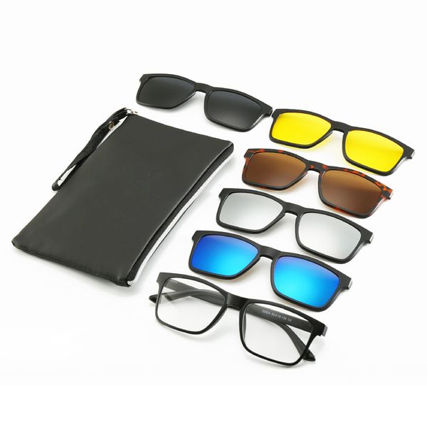 

with bag 5 lenes magnet sunglasses clip mirrored clip on sunglasses on glasses men polarized custom prescription myopia, White;black