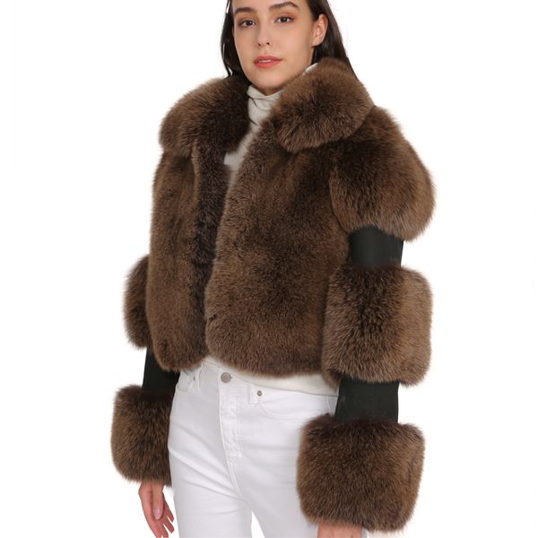 

new fashion women warm real fur coat short style winter fur jacket women promotion natural blue coats, Black